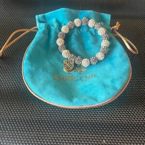 Rustic Cuff Gray/White Beaded Bracelet